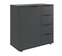 Commode combinée, meuble de rangement coloris graphite, noir - Longueur 81 x Hauteur 83 x Profondeur 41 cm