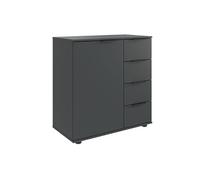 Commode combinée, meuble de rangement coloris graphite, noir - Longueur 81 x Hauteur 83 x Profondeur 41 cm - -