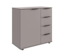 Commode combinée, meuble de rangement coloris Gris, rechampis graphite - Longueur 81 x Hauteur 83 x Profondeur 41 cm