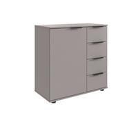Commode combinée, meuble de rangement coloris Gris, rechampis graphite - Longueur 81 x Hauteur 83 x Profondeur 41 cm - -