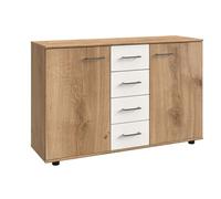 Commode combinée, meuble de rangement coloris Imitation chêne poutre - Longueur 130 x Hauteur 83 x Profondeur 41 cm - -