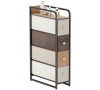 Commode - Commode de chambre - Modèle étroit - 4 tiroirs en tissu pliables - Structure en métal - Plateau de rangement