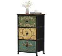 Commode compacte - Rangement en tissu avec tiroirs - Optimisation de l'espace - Style bohème - Hauteur : 72 cm - Multicolore