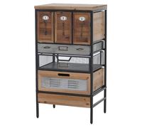 Mendler Commode de Pharmacie HWC-Q77, Buffet Haut à tiroirs, Porte-étiquettes, Style Industriel Vintage/Shabby, Bois et métal, 85 x 46 x 35 cm