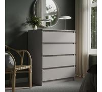 Commode de 80 cm de large avec 4 tiroirs en cachemire étroite en bois avec tiroirs Buffet haut Buffet pour chambre à coucher, salon, couloir, bureau - Largeur : 80 cm - Hauteur : 100 cm
