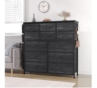 Commode de chambre - PROMIRACAL - Commode 12 tiroirs en tissu - 12 tiroirs - Noir - 99x30x110 cm