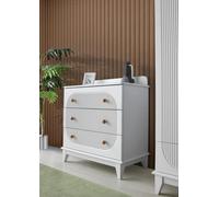 Commode de luxe pour enfants avec 3 tiroirs Blanc Moderne Commode en bois 96 cm Nouveau