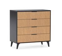Commode de nuit Denis 4 tiroirs couleur Noir/Bois