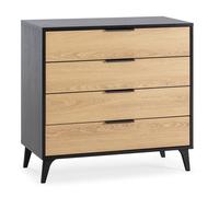 Commode de nuit Kalma 4 tiroirs coloris noir/chêne