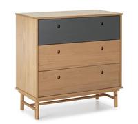 Commode de nuit Magnus 3 tiroirs , bois massif , 80 cm Largeur