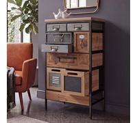 Mendler Commode d'apothicaire HWC-Q77 Vintage Bois et métal 85x45x35cm