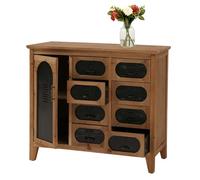 Commode de pharmacien HWC-O63, armoire à tiroirs, compartiment de rangement, style vintage shabby industriel, bois et métal, 80 x 91 x 40 cm Corps naturel
