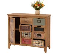 Commode de pharmacien HWC-O63, armoire à tiroirs, porte-étiquettes, motif vintage shabby, bois 80x91x40cm Corps naturel