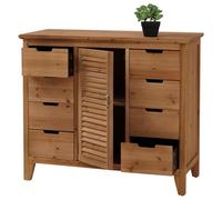 Commode de pharmacien HWC-O63, armoire avec compartiments de rangement et tiroirs, style vintage shabby avec volets 80x91x40cm Corps naturel