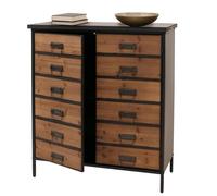 Commode de pharmacien HWC-O79, armoire haute avec compartiments de rangement, look vintage shabby 94x80x35cm, naturel