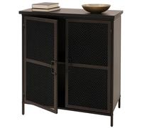 Commode de pharmacien HWC-O79, armoire haute avec compartiments de rangement, look vintage shabby 94x80x35cm, aspect métallique Noir