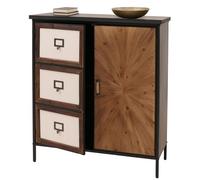 Commode de pharmacien HWC-O79, armoire haute avec compartiments de rangement, look vintage shabby 94x80x35cm, naturel clair