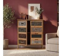 Commode de pharmacien HWC-O79, armoire haute avec compartiments de rangement, look vintage shabby 94x80x35cm, blanc/bleu