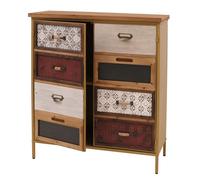 Commode de pharmacien HWC-O79 aspect vintage shabby 94x80x35cm, rouge/bleu