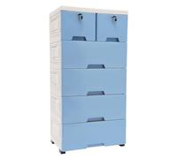Commode de rangement, à 6 tiroirs, avec 4 roues, organiseur, armoire de rangement, pour placards et chambres à coucher, etc (bleu)