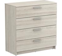 Commode de rangement en bois coloris chêne shannon - 79,6 x 80,6 x 37,9 cm