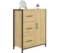 IDMarket - Commode de Rangement Salle de Bain Detroit 3 tiroirs 1 Placard Design Industriel