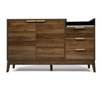 Commode de salon avec 3 tiroirs et armoire à deux portes, 120x40x77 cm, Couleur naturelle
