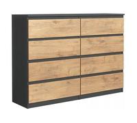 Commode 8 Tiroirs : Anthracite / Chêne Lancelot, 120 x 101 x 39 cm