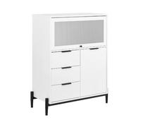 Commode d'entrée blanche avec 3 tiroirs et 2 portes L86xP40xH108 cm FSB94-W