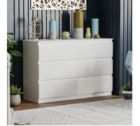 Commode Denver blanc avec 6 tiroirs - Meuble de chambre moderne