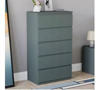 Commode Denver vert avec 5 tiroirs - Meuble de chambre moderne