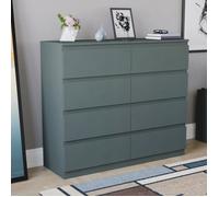 Commode Denver verte avec 8 tiroirs - Meuble de chambre moderne