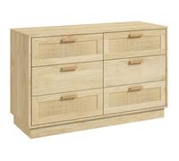 Commode design bohème en rotin - HOMCOM - 6 tiroirs - meuble de rangement - chêne