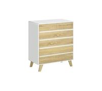 HOMCOM Commode 6 tiroirs design scandinave - Panneaux de particules/MDF 80x40x95 cm Bois naturel