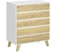 HOMCOM Commode 6 tiroirs design scandinave - Panneaux de particules/MDF 80x40x95 cm Bois naturel