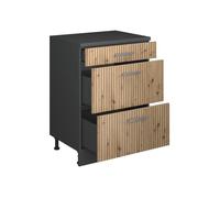Commode d'extension Rion, 60x46cm sans pente avec 3 tiroirs, Chêne Artisan/Anthracite, Vicco 60753