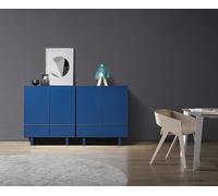 Commode double Commodes bleues Design Armoire Haute Buffet Bois Set 2pcs