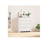 Commode DRAMMEN Blanche 76,5x40x91 cm En Bois Massif de Pin