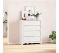 Commode DRAMMEN Blanche 76,5x40x91 cm En Bois Massif de Pin Bois G
