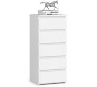Commode élégante à 5 tiroirs, 92x40cm, blanc, idéale pour salon, chambre ou entrée, offrant beaucoup d'espace