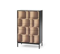 Commode Eliza, 76x120cm avec 5 tiroirs, Noir/Chêne, Vicco 55176