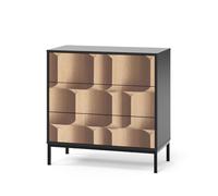 Commode Eliza, 80x81.2cm avec 3 tiroirs, Noir/Chêne, Vicco 55179