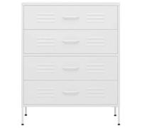 Commode en acier - vidaXL - Blanc - 80x35x101,5 cm - Capacité par tiroir 25 kg - Capacité totale 100 kg