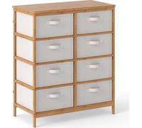 Commode en bambou à 8 tiroirs avec bacs en tissu amovibles
