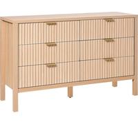 Commode en bois à 6 tiroirs cannelés avec glissières et dispositif anti-basculement
