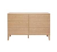 Commode en bois clair chêne 6 tiroirs L120 cm FREDDY