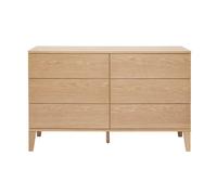 Commode en bois clair chêne 6 tiroirs L120 cm FREDDY