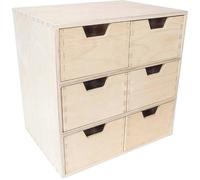 Commode en Bois Creative Deco | 6 Tiroirs | 28,5 x 20 x 28,5 cm | Organisateur de Bureau