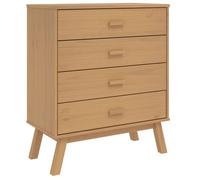 Commode en bois de pin - GKO - 76,5x39x90 cm - Bois de pin massif - 4 tiroirs - Finition à la cire - Aspect scandinave