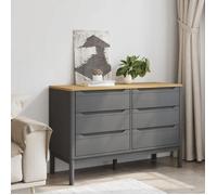 Commode en bois de pin massif - vidaXL - Gris - 111x43x73,5 cm - 6 tiroirs - Capacité 30 kg - Gamme FLORO